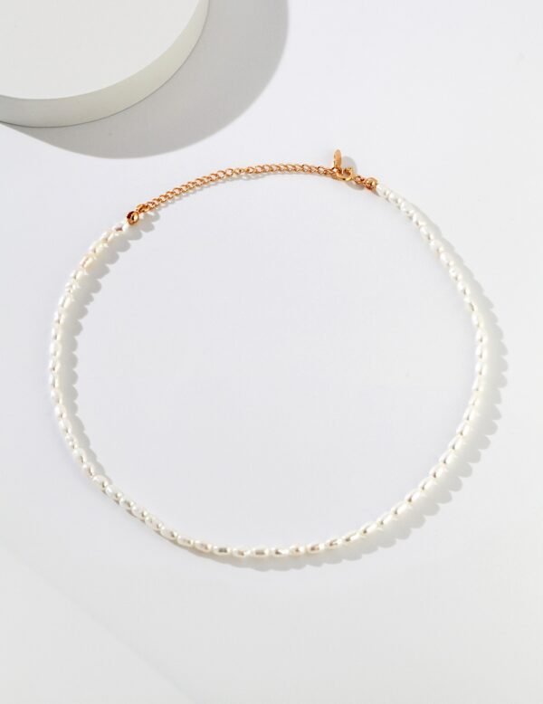 Pure silver natural grain pearl necklace