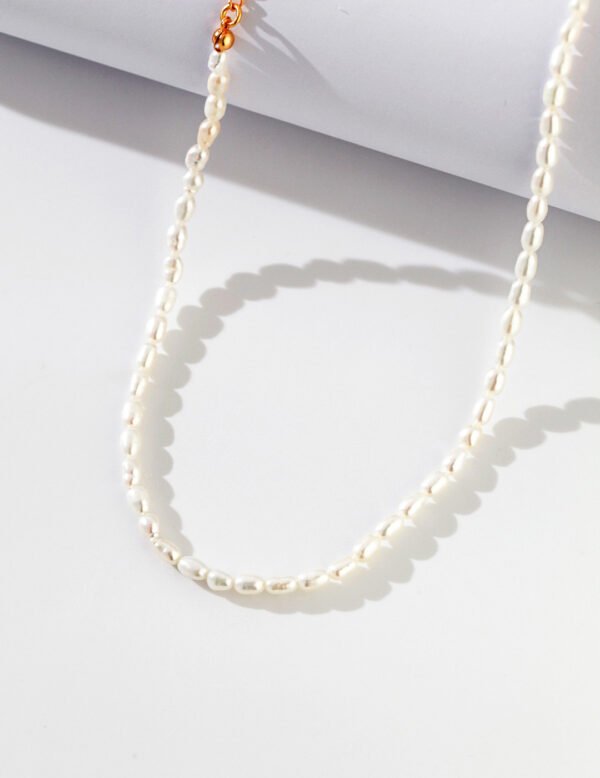 Pure silver natural grain pearl necklace - Image 3