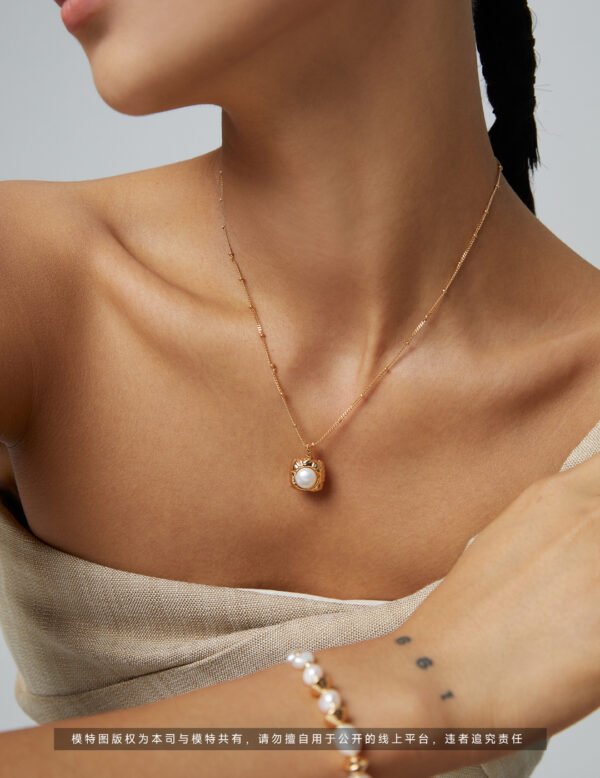 Classic Pure Silver Pearl Necklace - Image 6